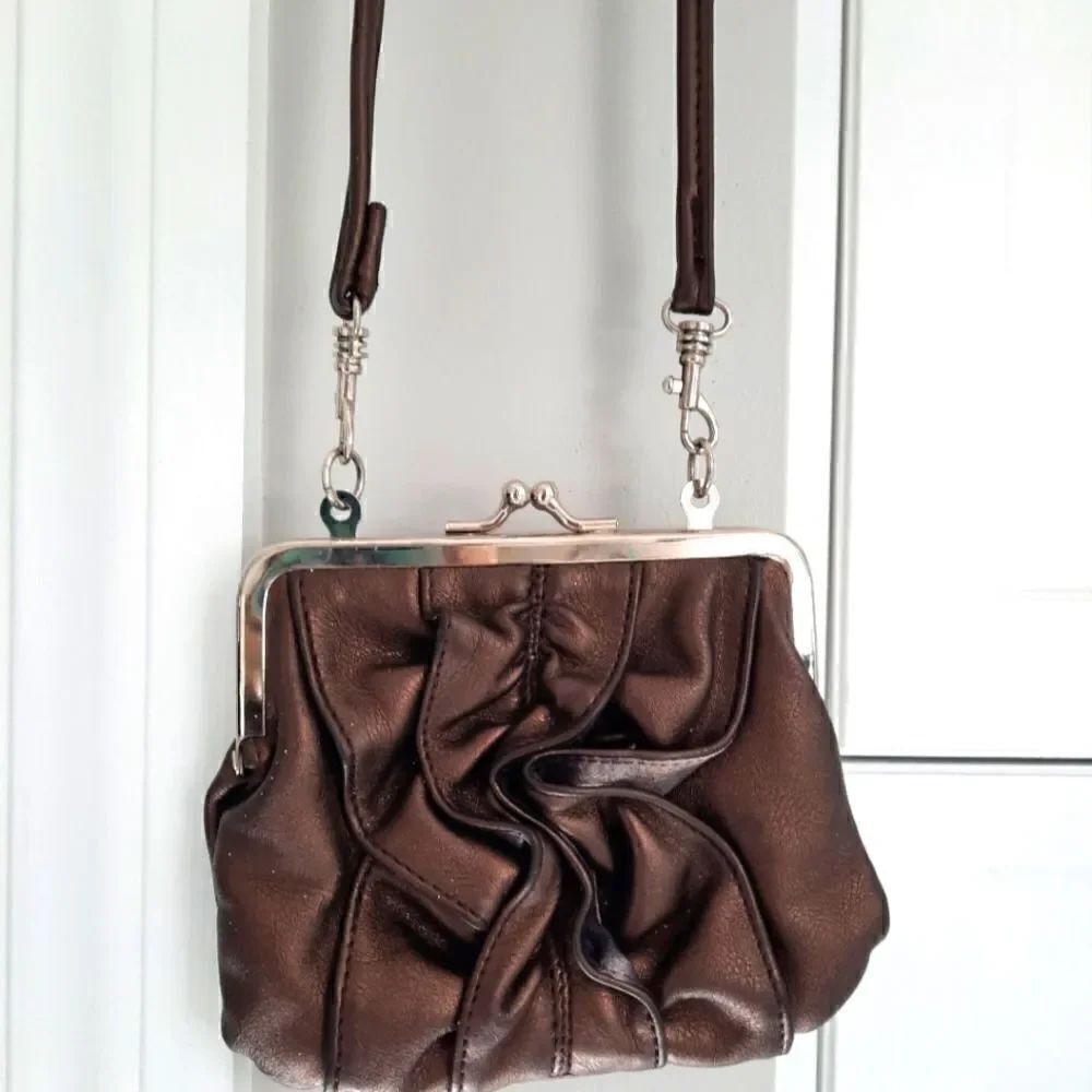 Mini Bag Bronze Crossbody Removable Strap with Ruffle